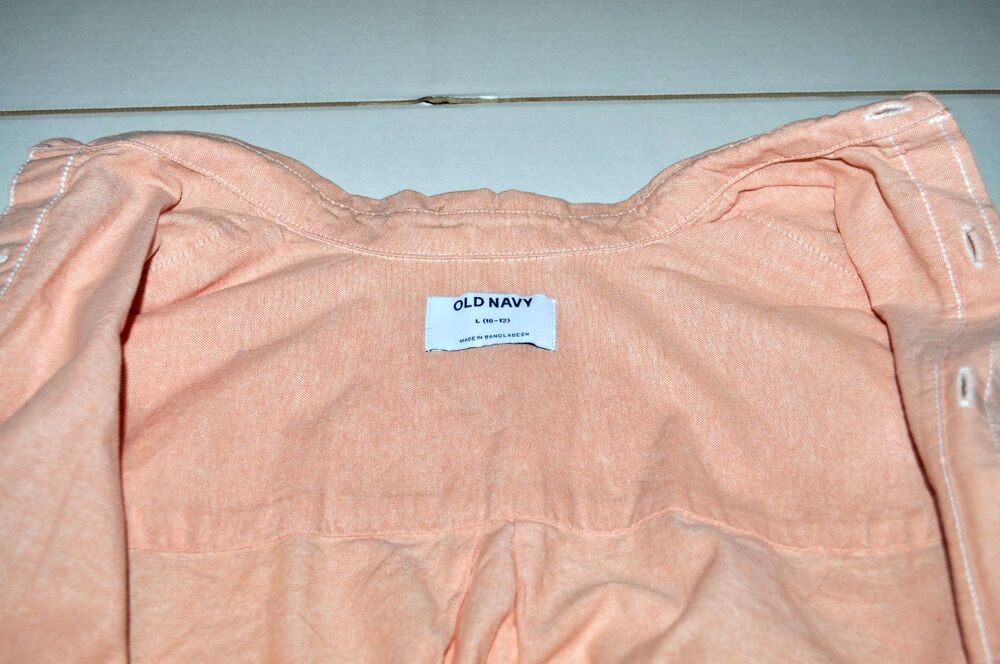 Old Navy Boys Pale Pink Short Sleeve Oxford Button Down Shirt L 10-12 - Picture 2 of 8